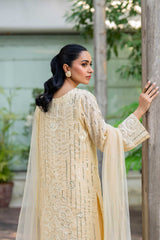Pakistani Tuscan Yellow Sequin Embroidered Georgette Salwar Kameez (3-Piece) - Image 6