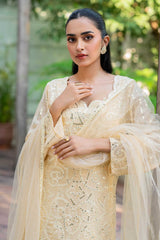 Tuscan Yellow Sequin Embroidered Georgette Salwar Kameez (3-Piece) - Image 3