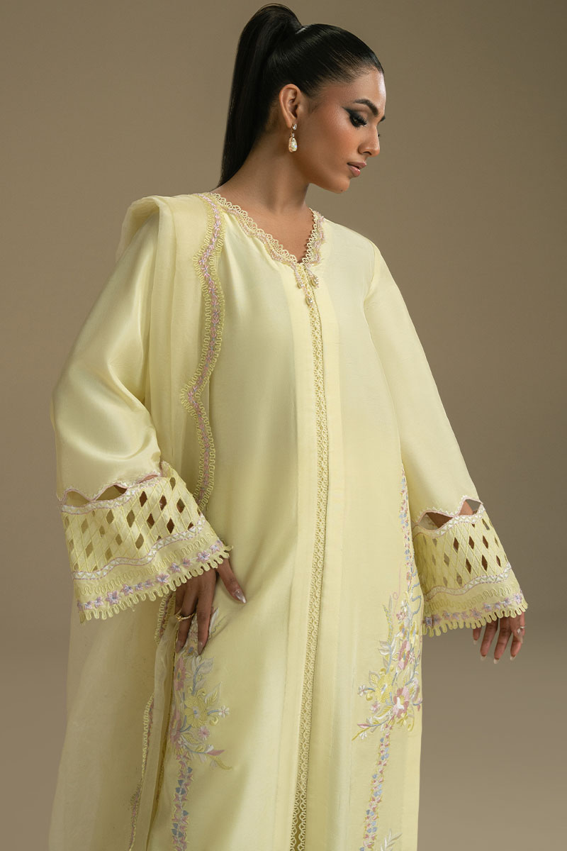 Lemon Embroidered Georgette Salwar Kameez (3-Piece) - Image 4