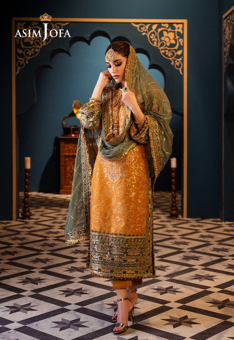 Pakistani Mustard Sage Embroidered Lawn Chiffon Suit (3-Piece) - Image 2
