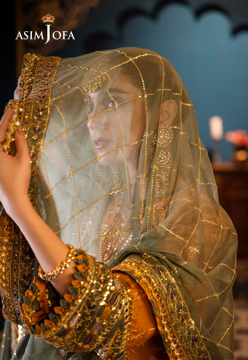 Pakistani Mustard Sage Embroidered Lawn Chiffon Suit (3-Piece) - Image 4