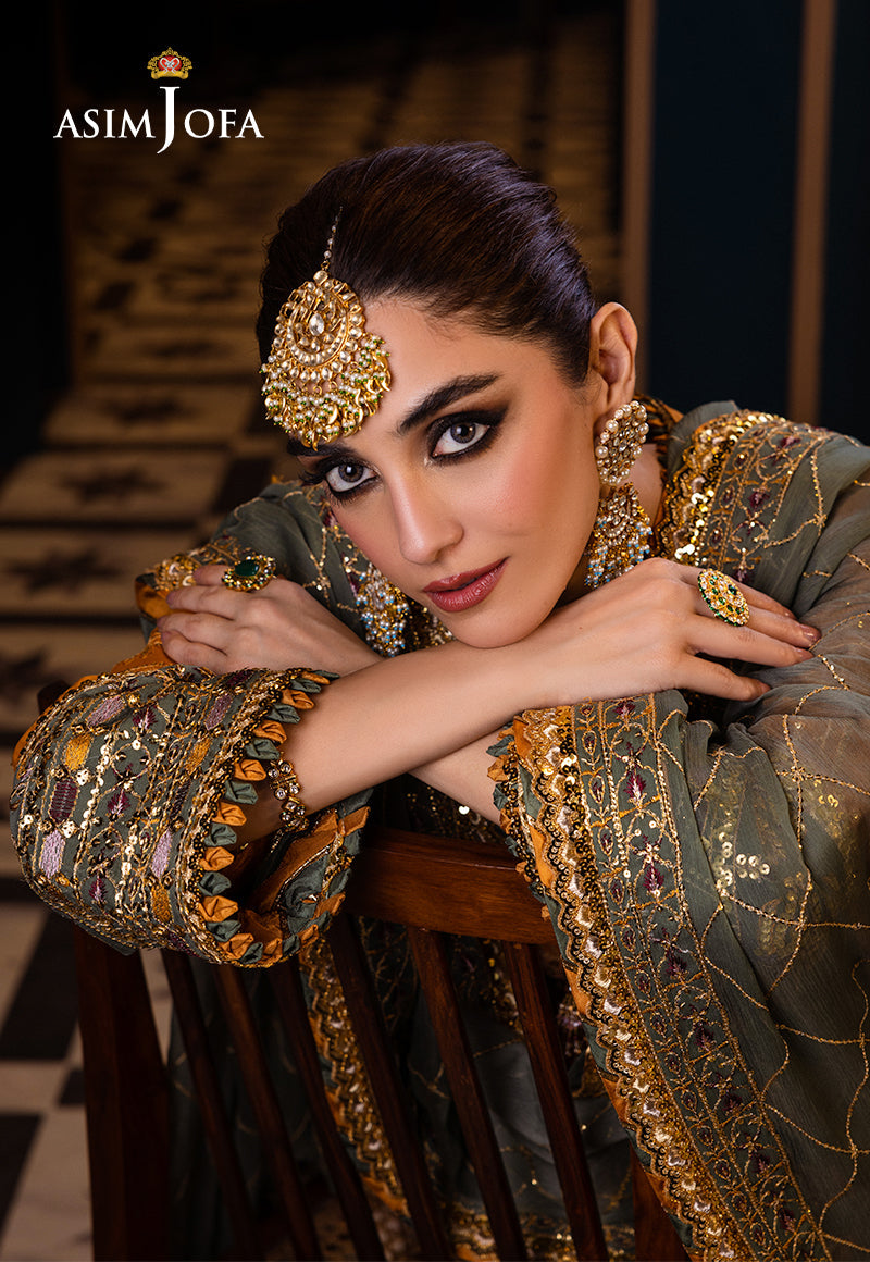 Pakistani Mustard Sage Embroidered Lawn Chiffon Suit (3-Piece) - Image 5