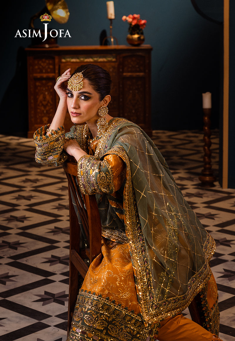 Pakistani Mustard Sage Embroidered Lawn Chiffon Suit (3-Piece) - Image 6