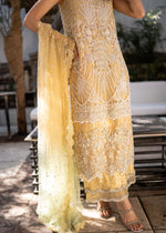 Pakistani Lime Yellow Embroidered Net Salwar Kameez (3-Piece) - Image 4