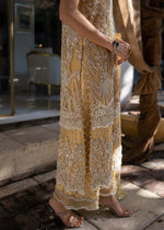 Pakistani Lime Yellow Embroidered Net Salwar Kameez (3-Piece) - Image 6