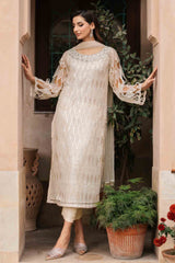 Pakistani Pale Yellow Embellished Organza Salwar Kameez (3-Piece) - Image 3