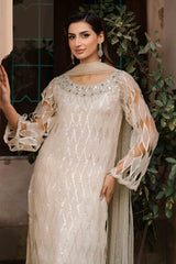 Pakistani Pale Yellow Embellished Organza Salwar Kameez (3-Piece) - Image 4