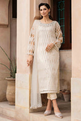 Pakistani Pale Yellow Embellished Organza & Silk Salwar Kameez (3-Piece) - Image 6