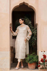 Pakistani Pale Yellow Embellished Organza & Silk Salwar Kameez (3-Piece) - Image 7