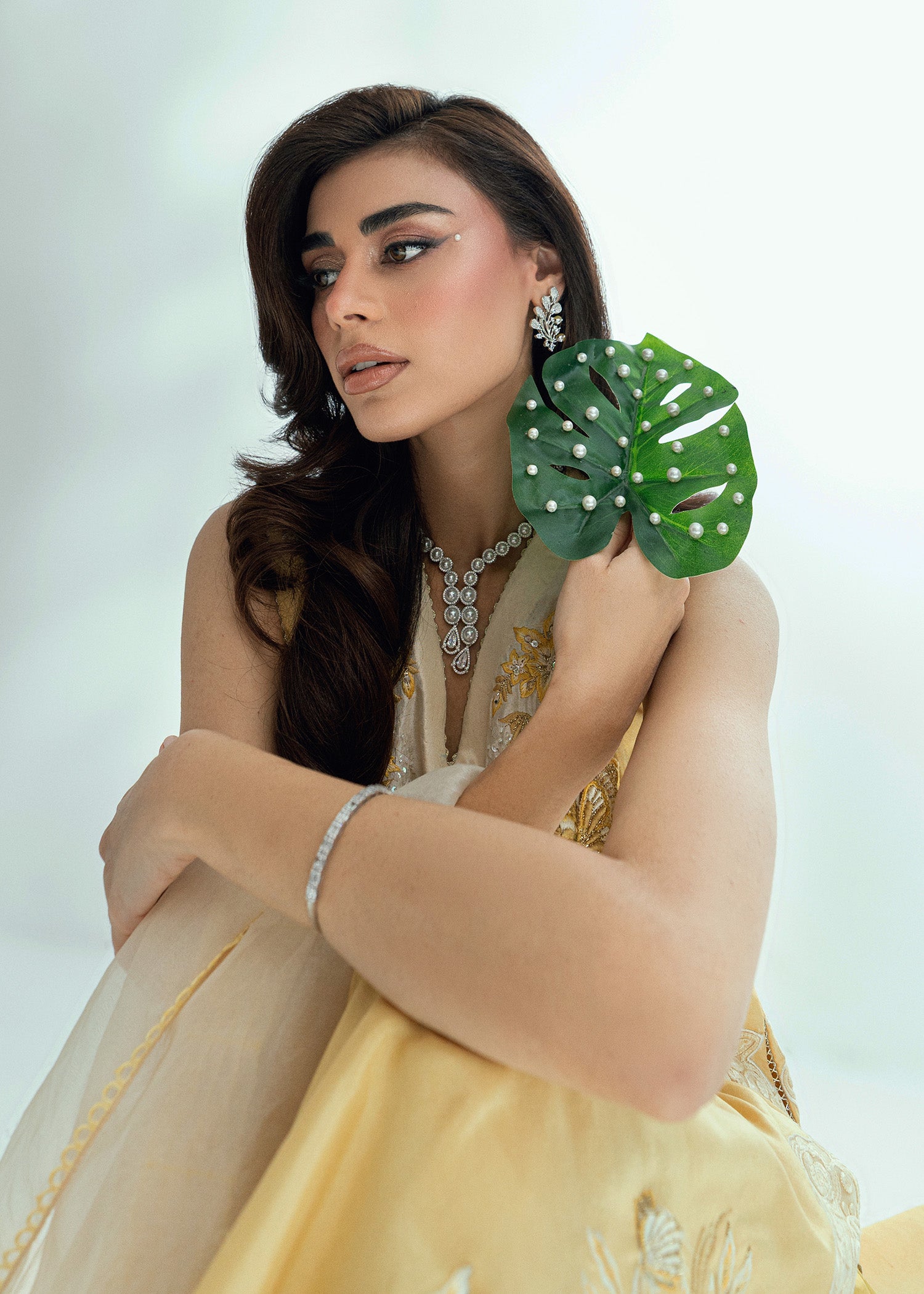 Lemon Drop Embroidered Silk Salwar Kameez (3-Piece) - Image 13