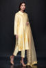 Pakistani Yellow Embroidered Raw Silk Salwar Kameez (3-Piece) - Image 4