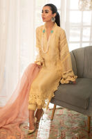 Pastel Lemon Sheesha & Crochet Silk Net Salwar Kameez (3-Piece) - Image 4