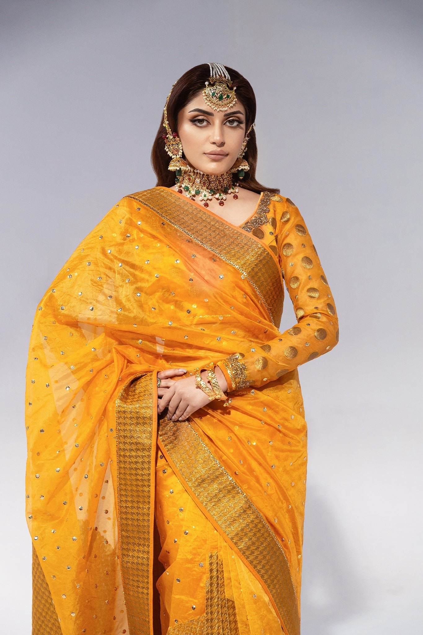 Mango Zardozi Jacquard Organza Saree (2-Piece) - Image 3