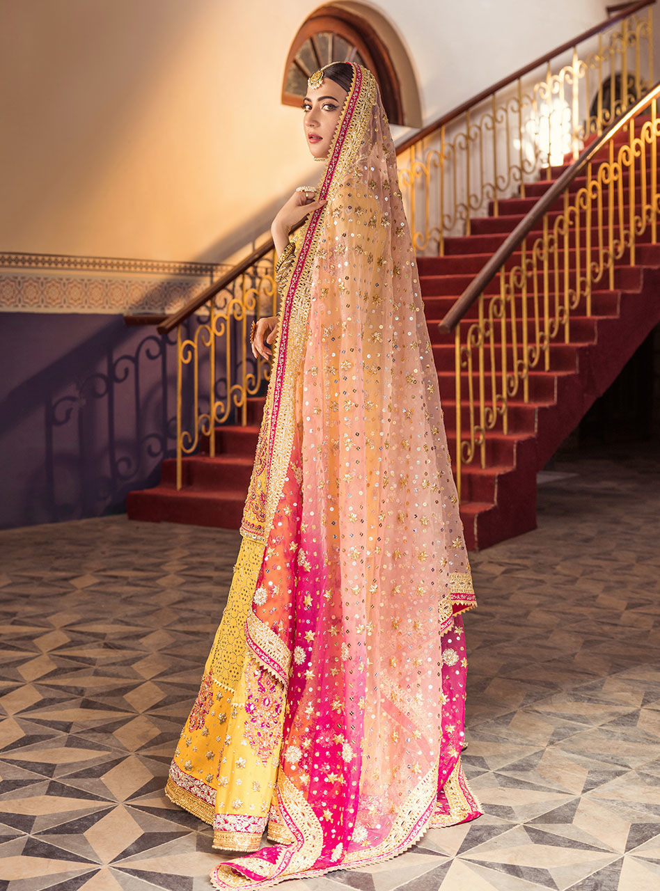 Yellow Mukesh & Gotta Chiffon Sharara (3-Piece) - Image 10