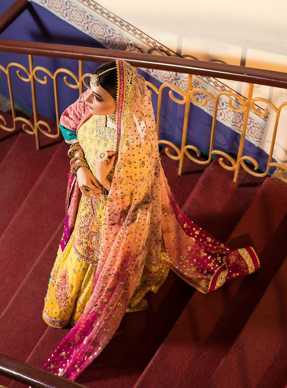 Yellow Mukesh & Gotta Chiffon Sharara (3-Piece) - Image 11