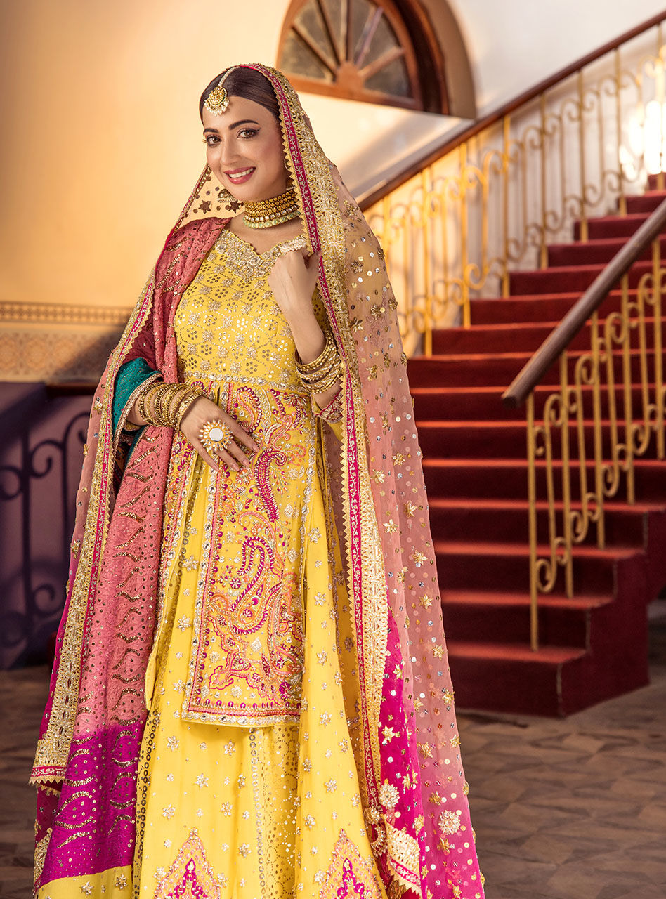 Yellow Mukesh & Gotta Chiffon Sharara (3-Piece) - Image 2