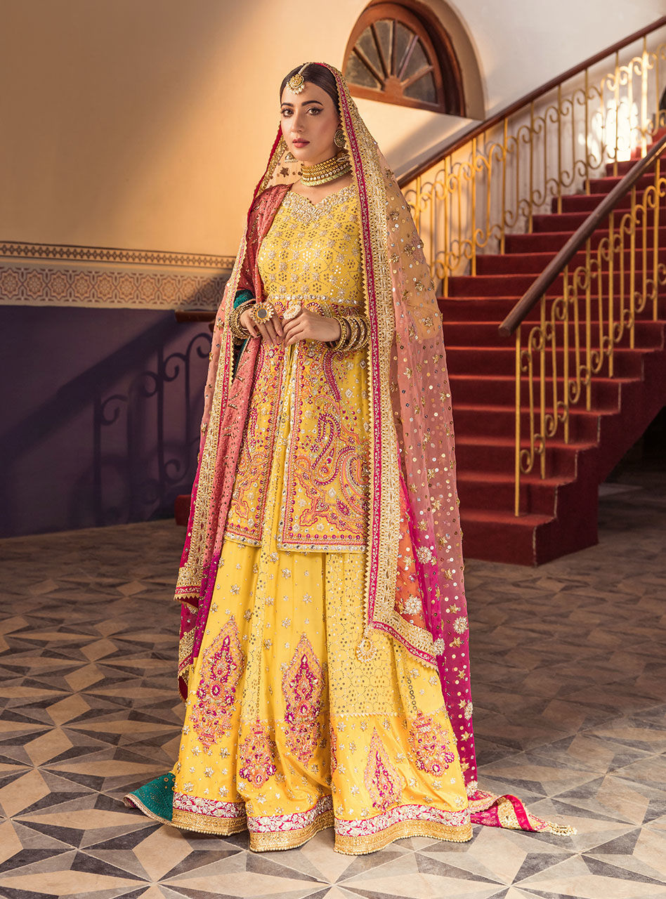 Yellow Mukesh & Gotta Chiffon Sharara (3-Piece) - Image 4