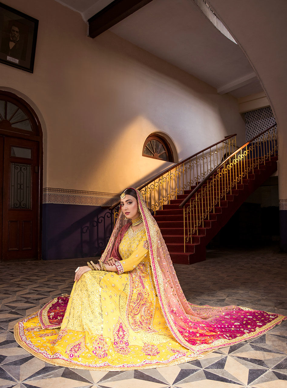Yellow Mukesh & Gotta Chiffon Sharara (3-Piece) - Image 5