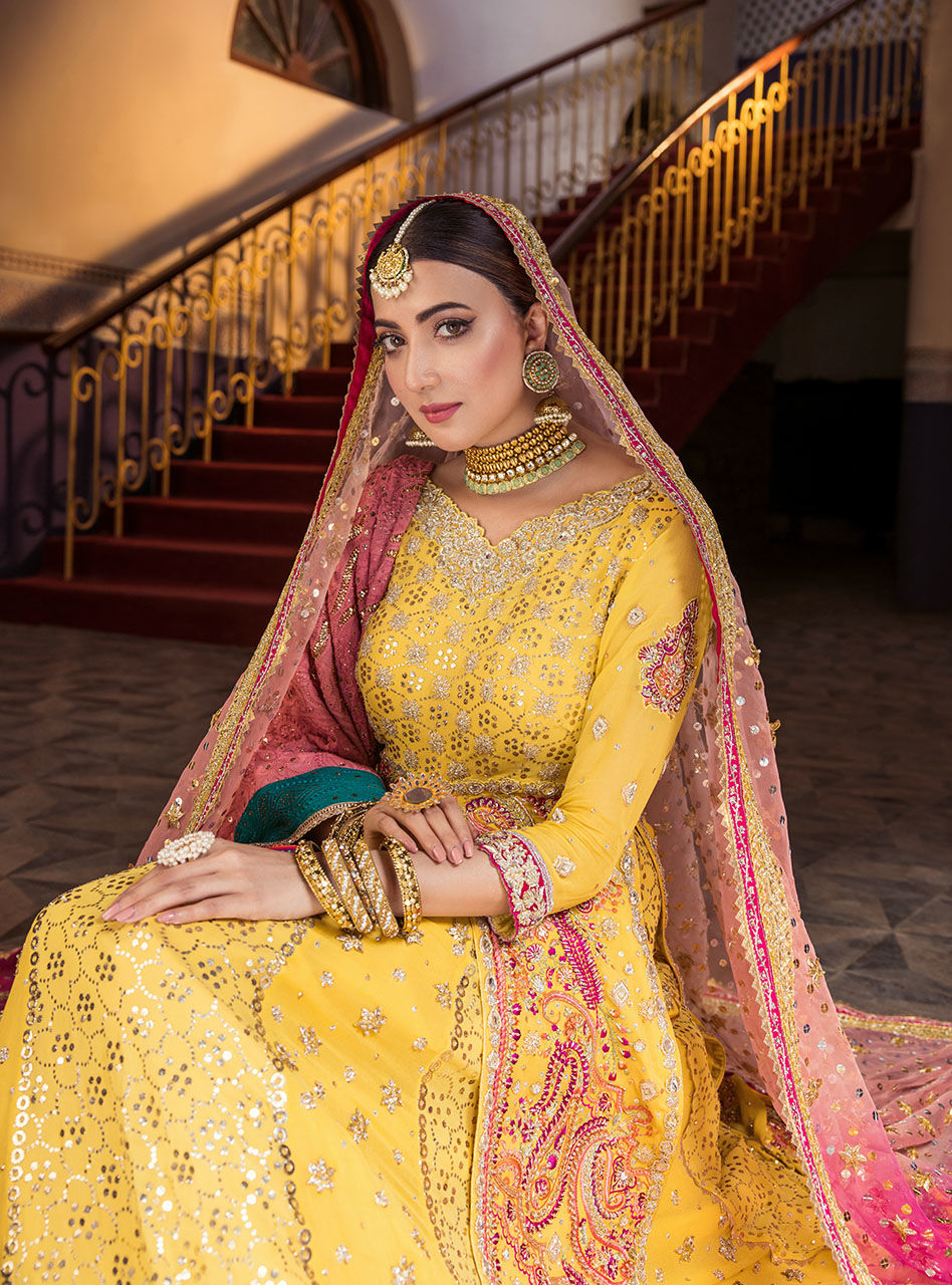 Yellow Mukesh & Gotta Chiffon Sharara (3-Piece) - Image 6
