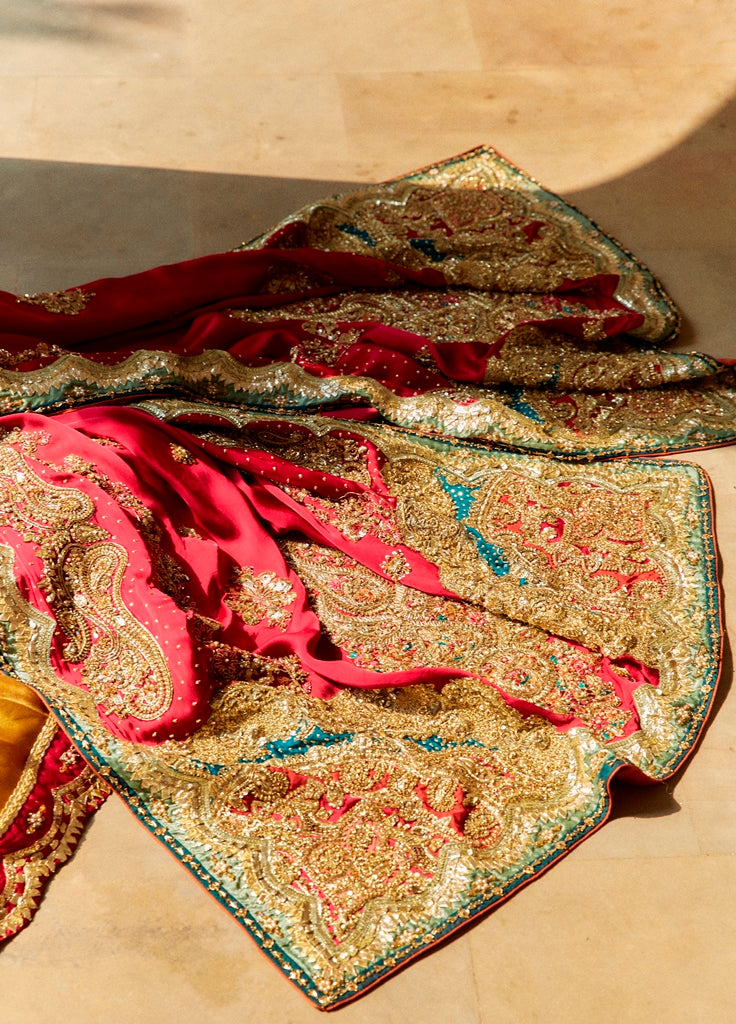 Mustard Embellished Silk Farshi Sharara (3-Piece) - Image 4