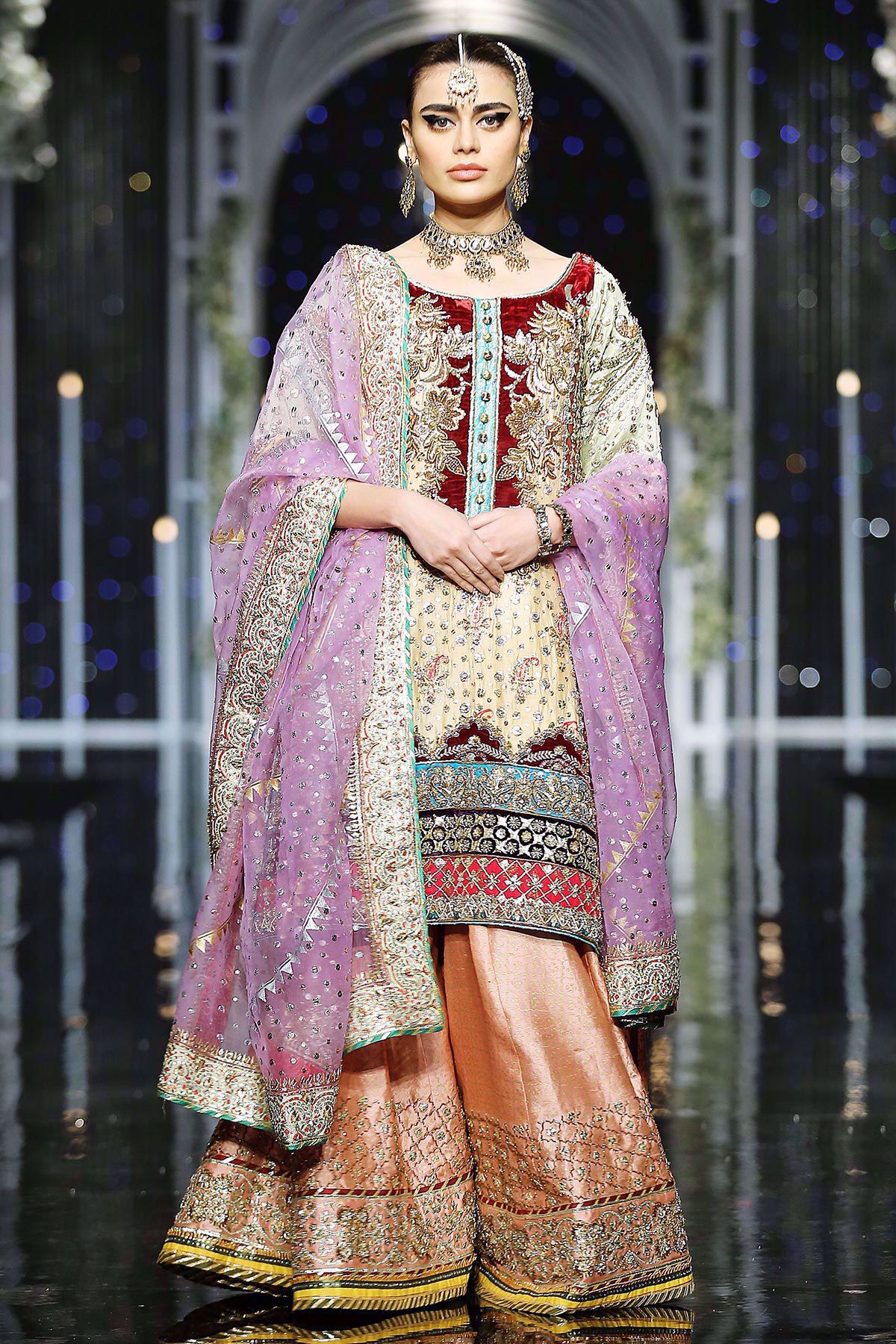 Ochre Yellow Velvet Appliqué Sharara Set (3-Piece) - Image 1