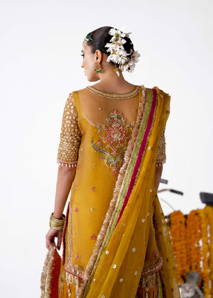 Indian Mustard Embellished Organza Gharara Set (3-Piece) - Image 3
