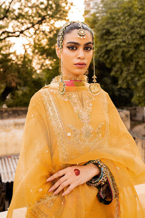 Mustard Hand-Embellished Organza & Silk Gharara (3-Piece) - Image 4