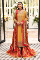 Yellow Kaamdani Raw Silk Gharara Set (3-Piece) - Image 2