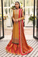 Yellow Kaamdani Raw Silk Gharara Set (3-Piece) - Image 3