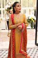 Yellow Kaamdani Raw Silk Gharara Set (3-Piece) - Image 5