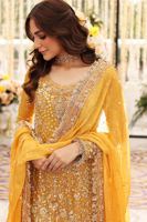 Amber Yellow Embellished Raw Silk Gharara (3-Piece) - Image 4