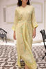 Yellow Digital Print Silk Kaftan (1-Pc) - Image 5