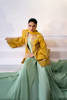 Mustard Hand-Embellished Raw Silk Jacket with Sea Green Kalidar (2-Piece) - Image 11