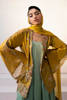 Mustard Hand-Embellished Raw Silk Jacket with Sea Green Kalidar (2-Piece) - Image 3