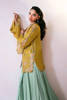 Mustard Hand-Embellished Raw Silk Jacket with Sea Green Kalidar (2-Piece) - Image 4