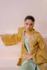 Mustard Hand-Embellished Raw Silk Jacket with Sea Green Kalidar (2-Piece) - Image 8
