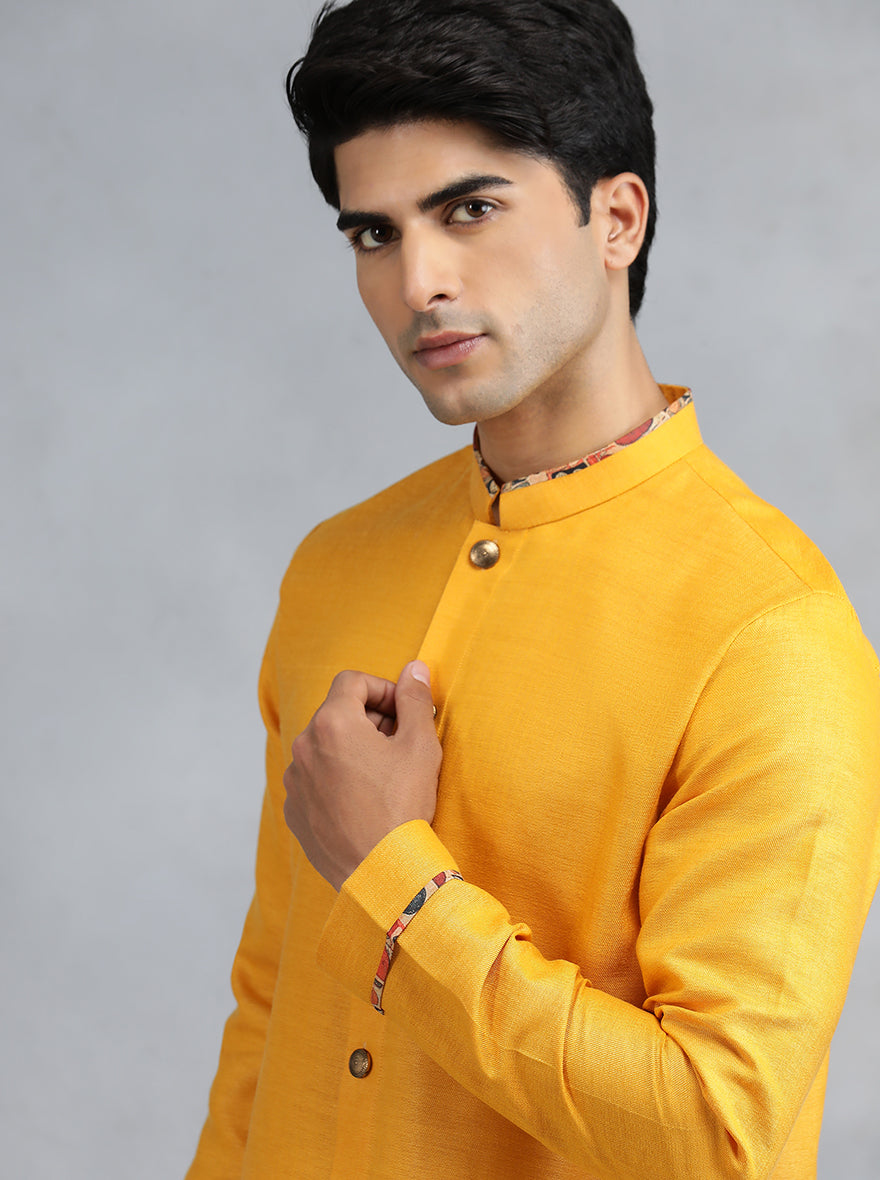 Bright Yellow Printed Cotton Blend Kurta (2-Piece) - Image 7