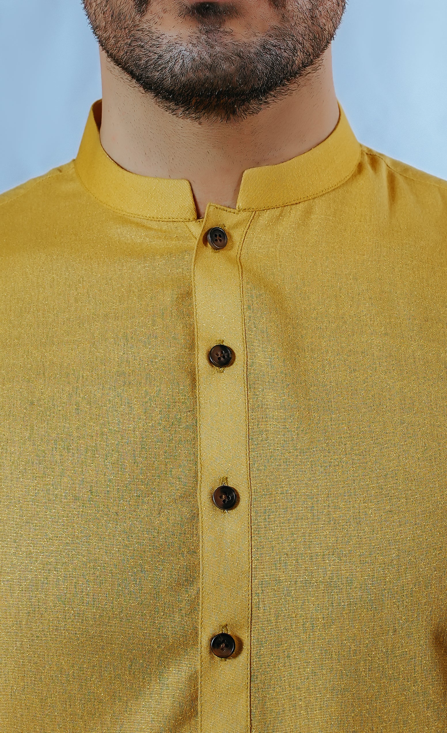 Yellow Lawn Karandi Kurta Pajama (2-Piece) - Image 3