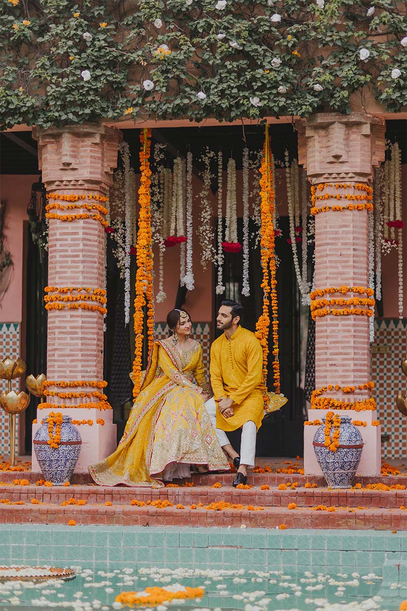 Yellow Self-Print Kurta Pajama (3-Piece) - Image 6