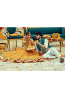 Marigold Zardozi Chiffon Lehenga Choli (3-Piece) - Image 11