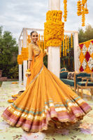 Marigold Zardozi Chiffon Lehenga Choli (3-Piece) - Image 2