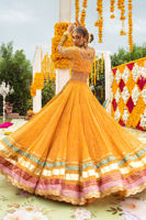 Marigold Zardozi Chiffon Lehenga Choli (3-Piece) - Image 5