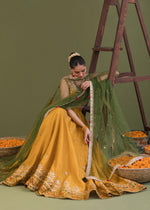 Yellow Embellished Korean Rawsilk Lehenga Choli (3-Piece) - Image 7