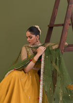Yellow Embellished Korean Rawsilk Lehenga Choli (3-Piece) - Image 8