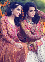 Saffron Pink Hand-Embroidered Net Lehenga (3-Piece) - Image 4