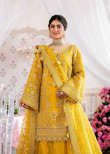 Pakistani Mustard Yellow Hand-Embellished Organza Lehenga (3-Piece) - Image 4