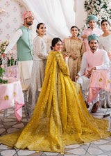 Pakistani Mustard Yellow Hand-Embellished Organza Lehenga (3-Piece) - Image 7