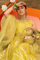 Sulphur Yellow Printed Organza Lehenga (3-Piece) - Image 3