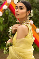 Sulphur Yellow Printed Organza Lehenga (3-Piece) - Image 5