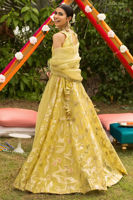 Sulphur Yellow Printed Organza Lehenga (3-Piece) - Image 6